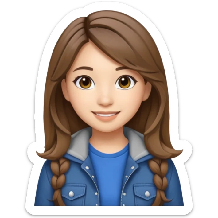 Create a realistic portrait of Pokimane smiling in stylish casual outfit. sticker