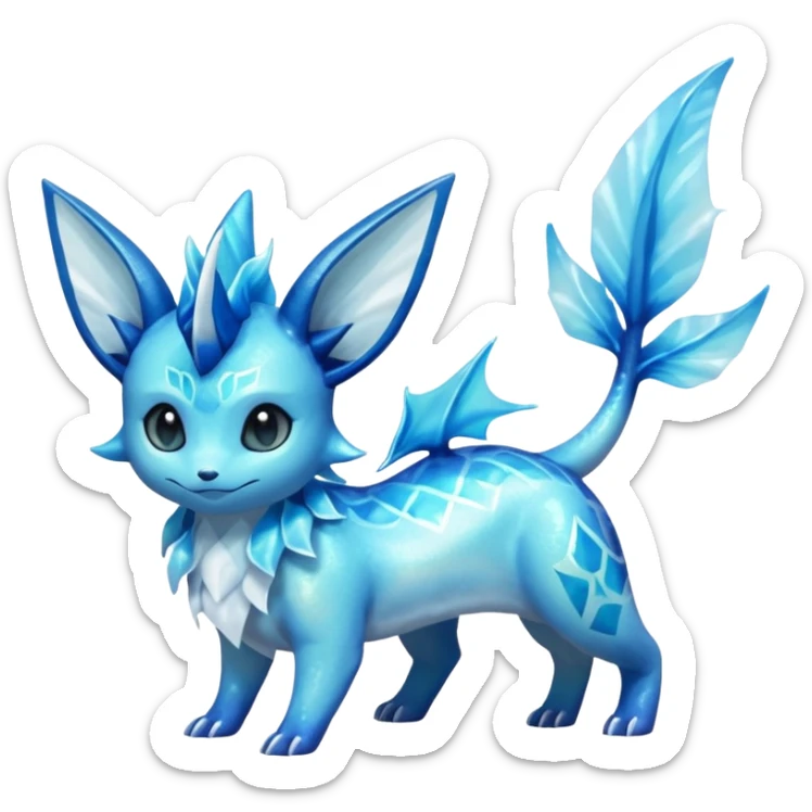 Shiny Nebulae Lumineon-Vaporeon-Amaura-Glaceon-Dragonair-Fakémon-hybrid-creature (full body)  sticker