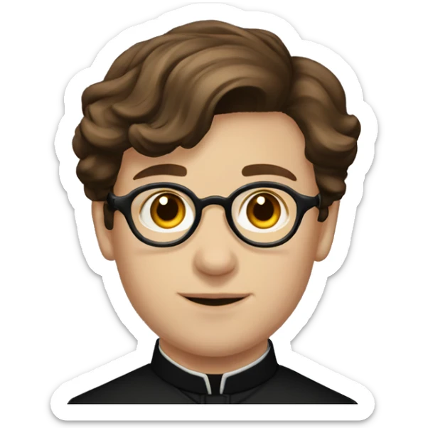 victorian young priest with brown hair and glasses and black dress sticker
