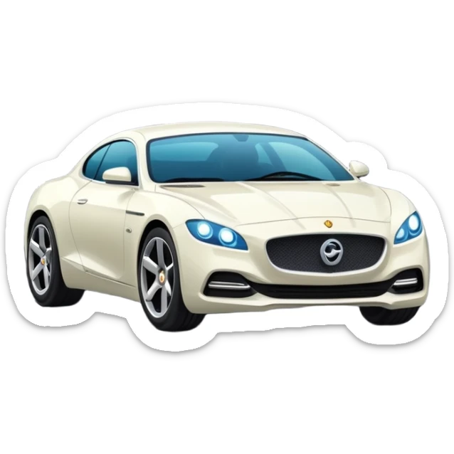 luxury car is driving on a scenic highway with beautiful landscape around sticker