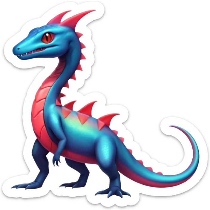Colorful Iridescent Exotic Salandit-Aurorus-Salazzle-Salamence-Fakémon-hybrid-creature (full body)  sticker