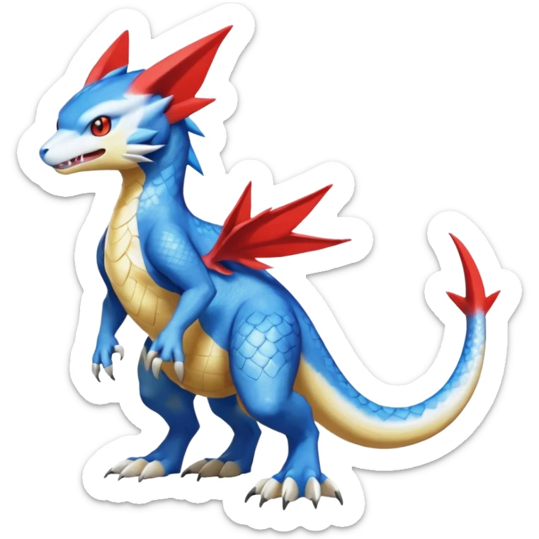 Gabite-Veemon-Digimon-Latias-Peppercat-Pokémon-Flamedramon-fusion-animal-hybrid-creature, Full body  sticker