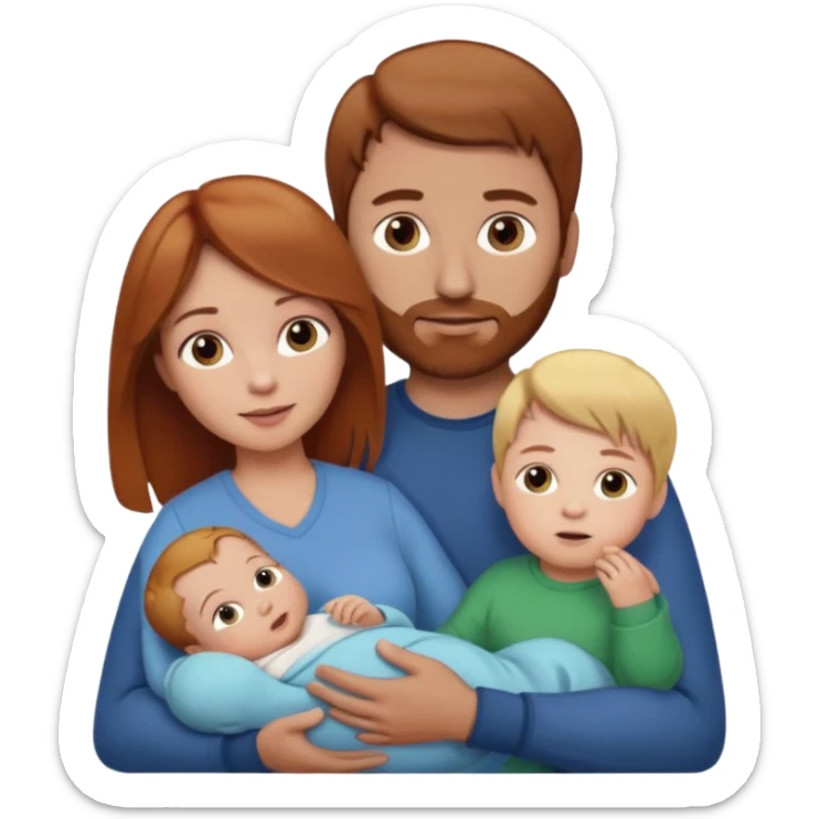 A mother and father with a baby - the mother has reddish-brown hair, father has brown hair and baby has blonde hair sticker