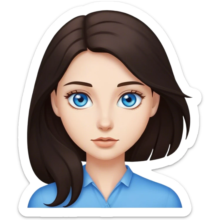 Fair skin woman with blue eyes and long dark brown hair sticker