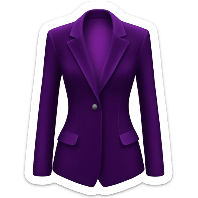 Realistic isolated dark purple velvet feminine fashion blazer. sticker