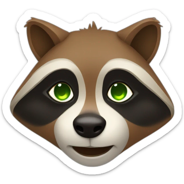 brown raccoon with orange eyes and a dark green hood that is crying sticker