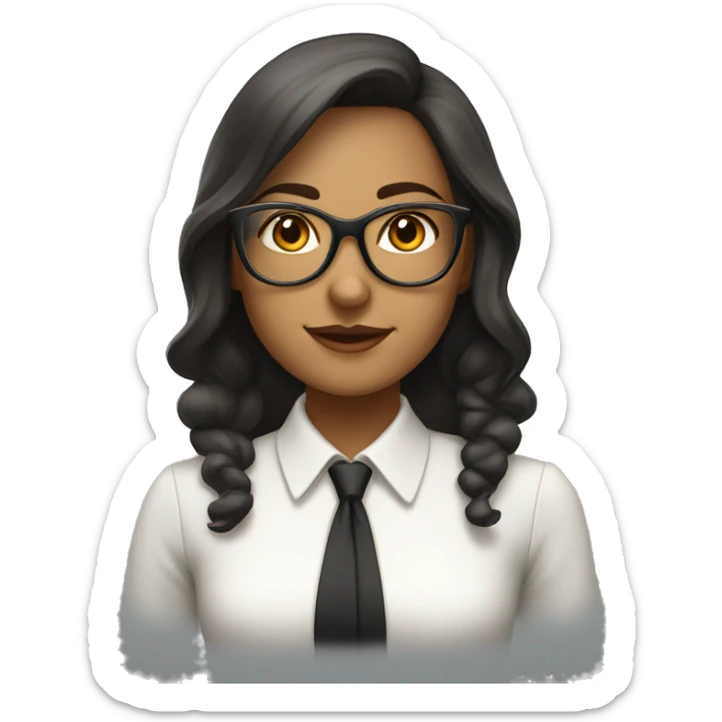 A girl wearing office outfit with old fashioned glasses, siren office sticker