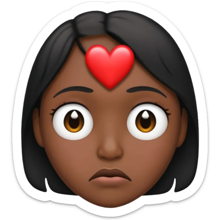 A frowny Face with a heart above one eye and a tear under the other sticker