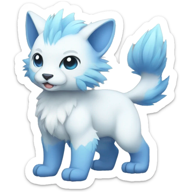 Cute cool white blue animal hybrid Fakemon full body sticker