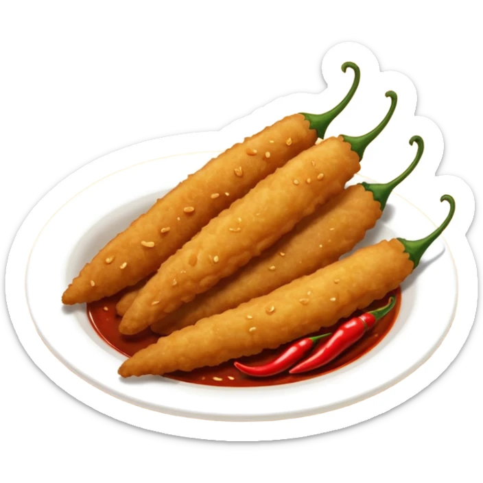 indonesian fried food with chili on the side of the plate sticker