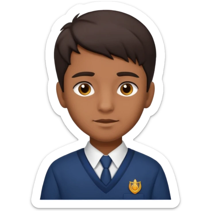 Indian male teenage student, brown skin, dark hair sticker