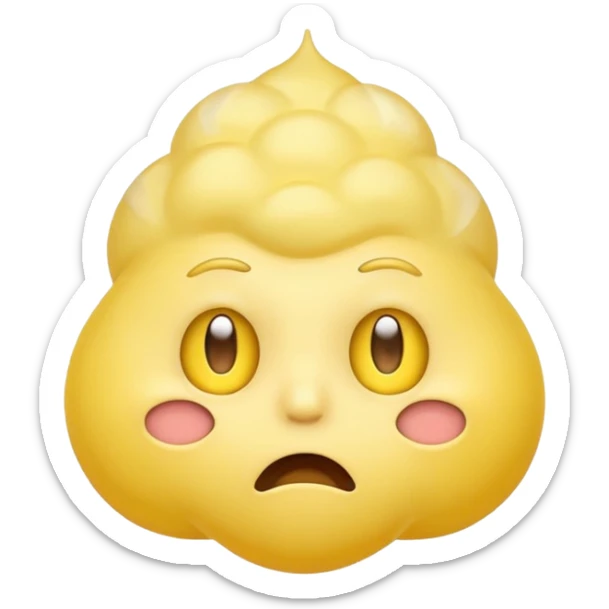 fart emoji with yellow face, puff of gas, surprised look sticker