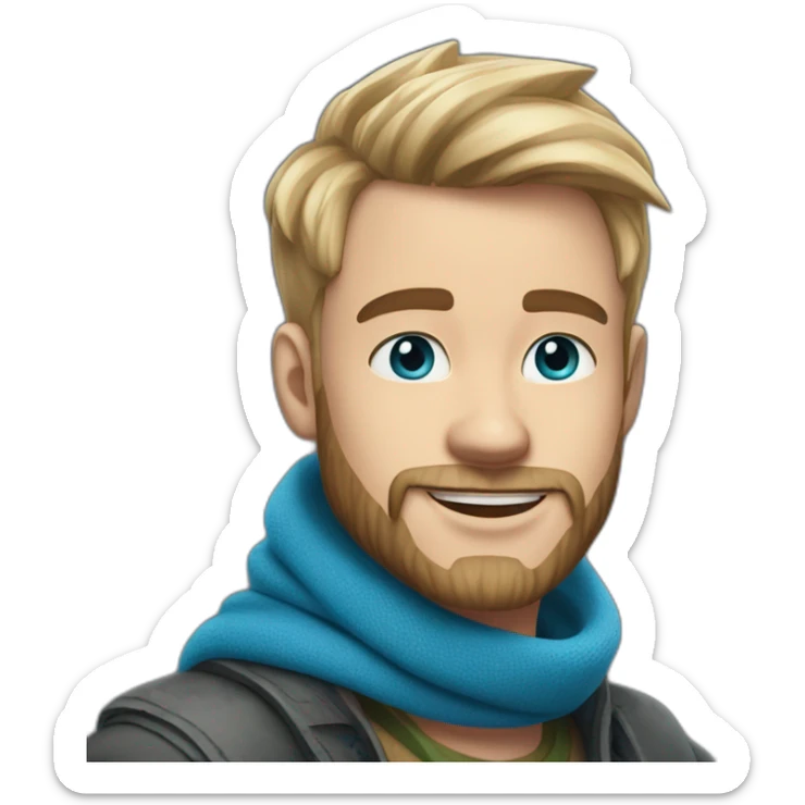 blond-guy-with-taper-fade,-straight-tiktok-guy-front-and-top-of-hair-and-dark-blonde-beard-and-blue-eyes-and-big-nose-and-scarf-on-the-middle-of-forehead sticker