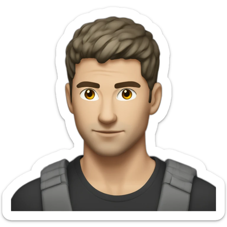 caucasian male thug with black short hair in a French Crop style Mid Fade styled down sticker