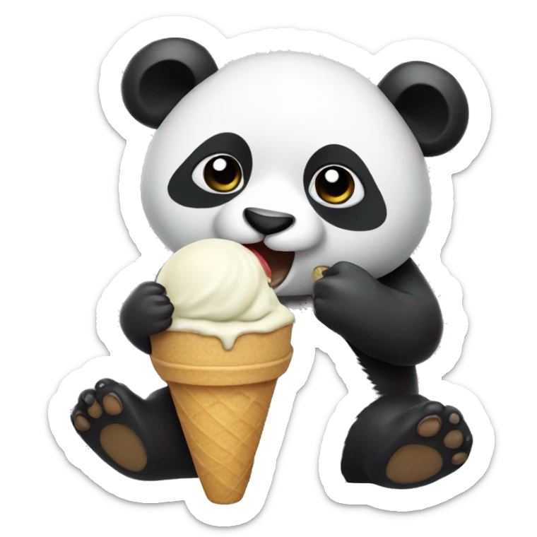Panda eating ice cream sticker