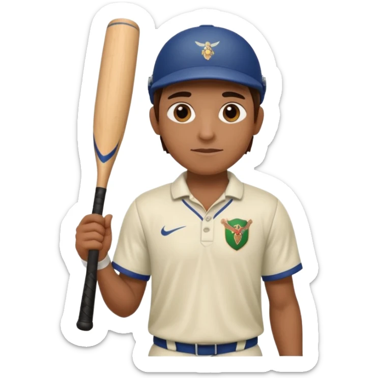 emoji of a cricket player holding a bat, inspired by the movie Jersey sticker