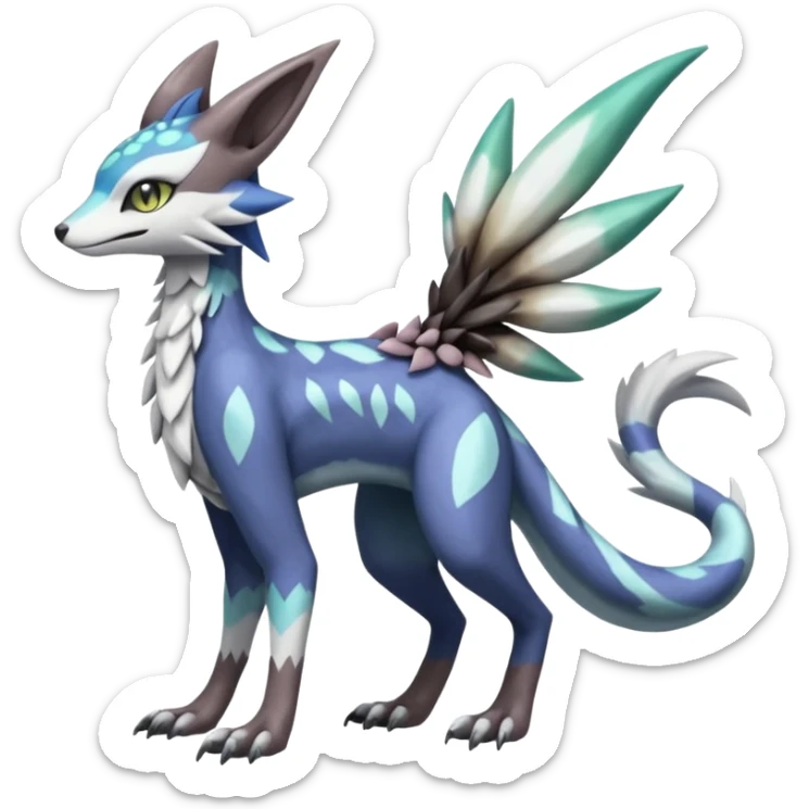 Meloetta-Sergal-Silvally-Genet-Palkia-Dialga-hybrid-fusion-Fakémon-creature, full body sticker