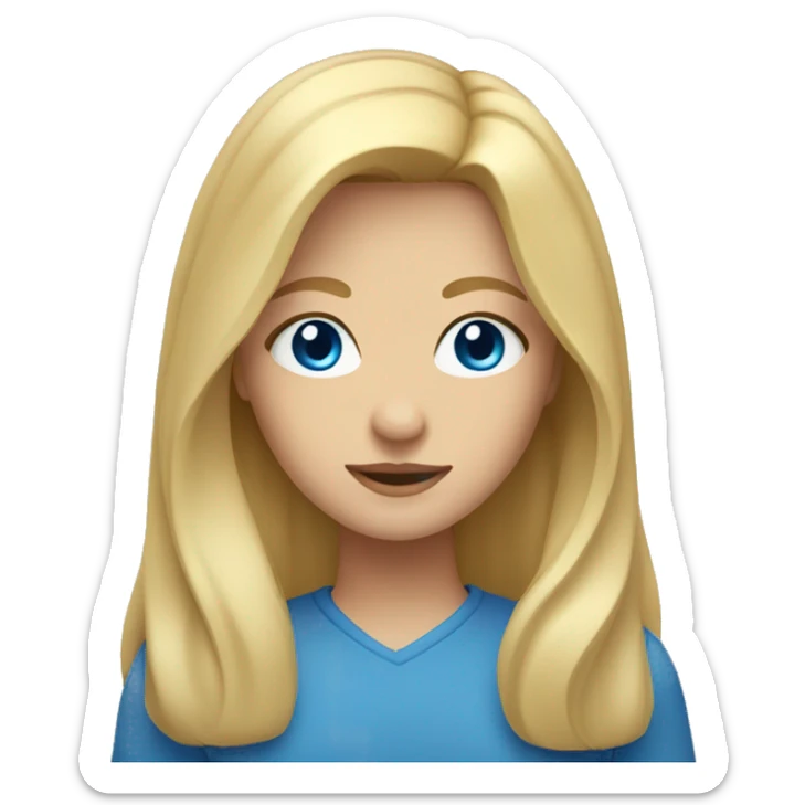 blonde girl with long hair middle round face and blue eyes  sticker