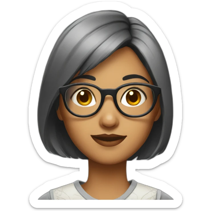 Indian girl wearing round glasses with short hair sticker