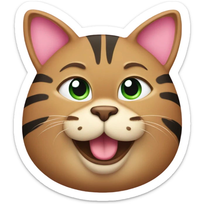 a fat brown cat with black stripes green eyes and a pink collar at DisneyLand sticker