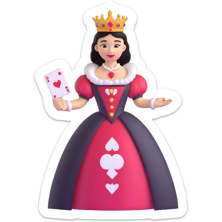 Queen of Hearts from Alice in Wonderland, holding a playing card sticker
