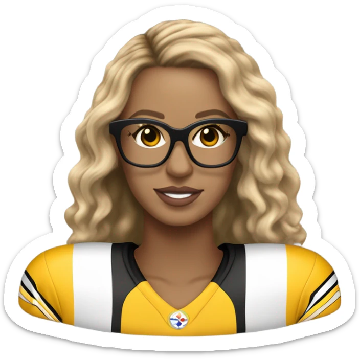 steelers nfl jersey beyonce with blonde brown hair freckles and light colored glasses sticker