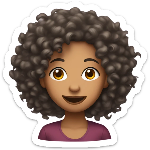 Mixed girl with curly hair sticking tongue out to the side sticker
