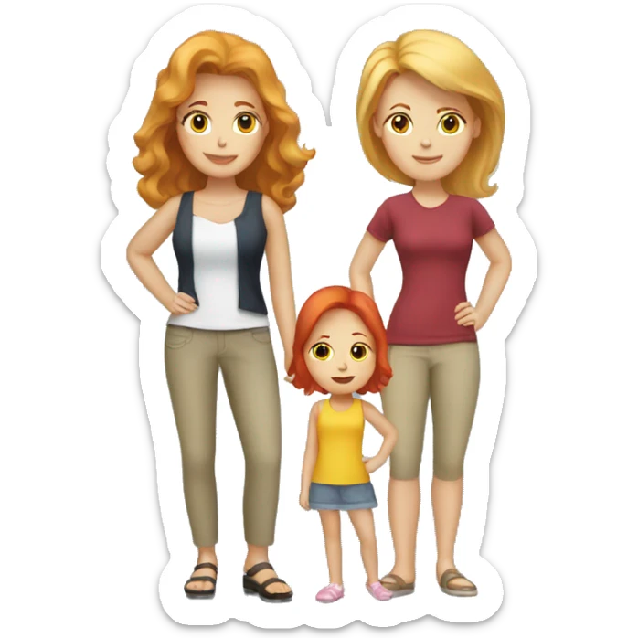 A mom with blonde hair and a daughter with red hair  sticker