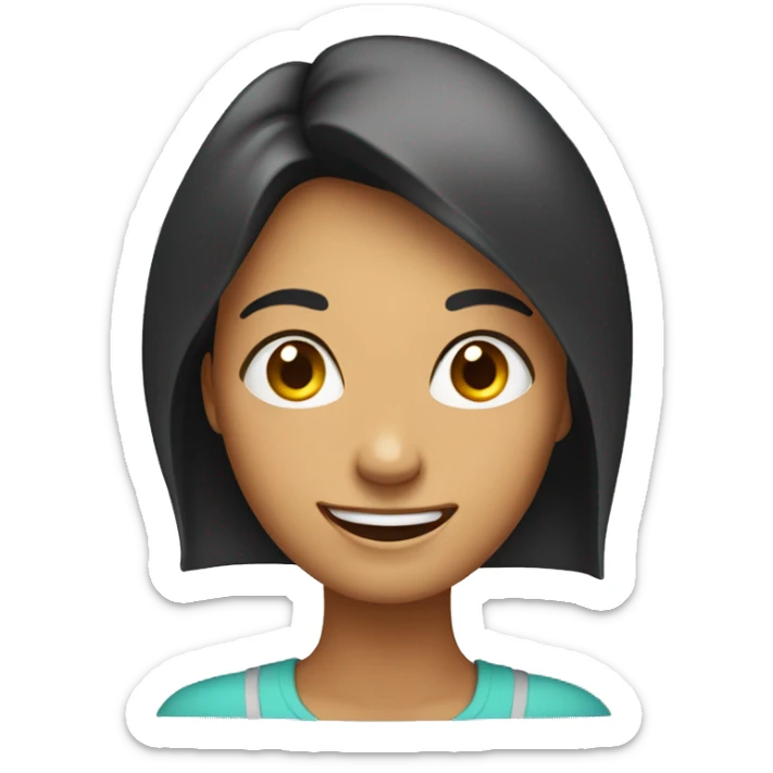 happy female emoji with wide, sparkling eyes, raised eyebrows and a big smile. sticker