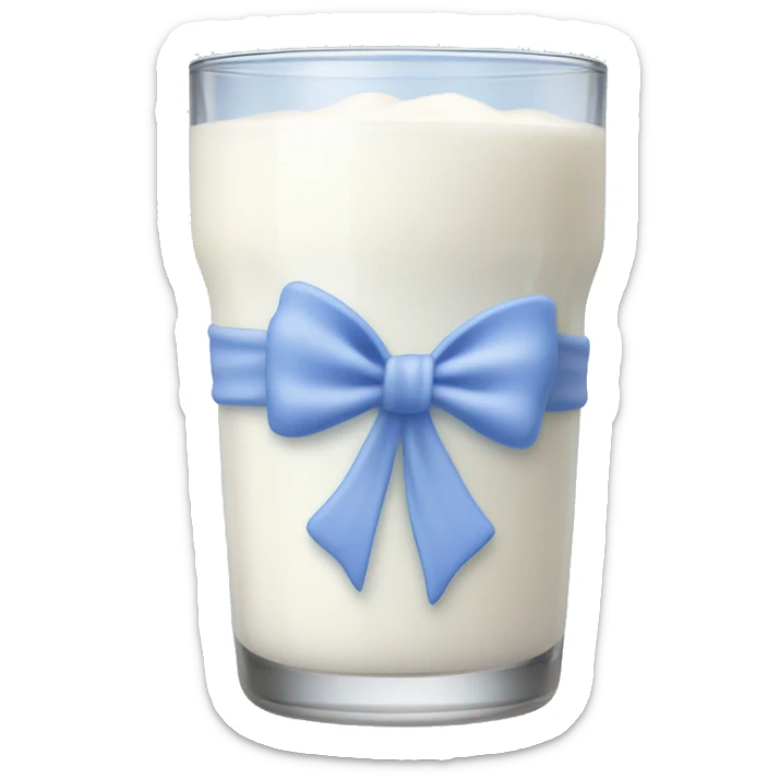 Glass of milk with a Periwinkle bow wrapped around the glass  sticker