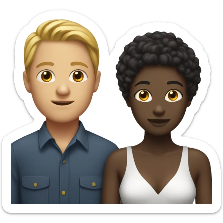black man next to white woman behind 1 white boy and one mixed girl sticker