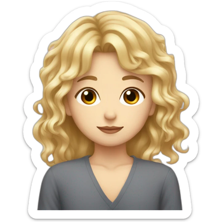 blonde wavy hair girl kissing japanese tan boy sticker