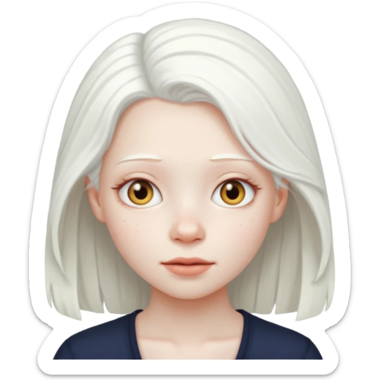 albino mädchen mit weißem haar und heißer haut ohne sommersprossen sticker