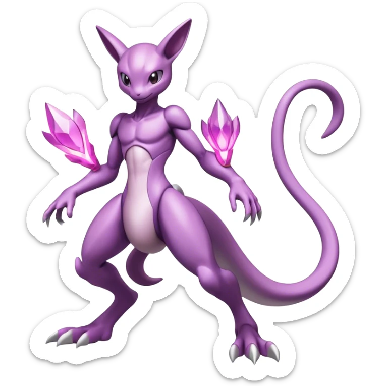 Anthro Sona Colorful Godly Celestial Shiny Mewtwo-Genesect-Palkia-Fakemon Fantasy Creature Full Body sticker