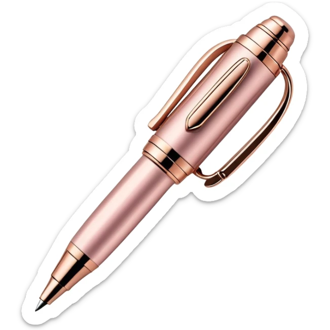 Realistic rose gold fancy ink pen  sticker