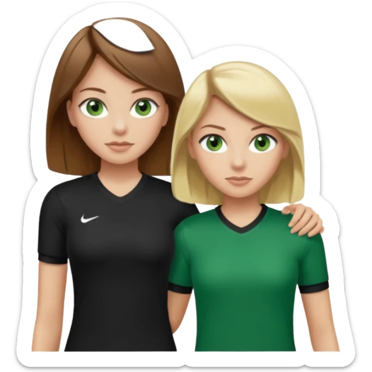 Maman cheveux marrons chemise noir et fille cheveux blond yeux verts tricot sport  sticker