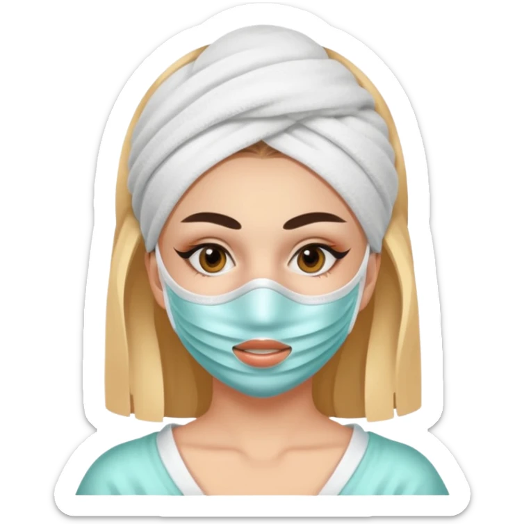 girl with mask on face full face spa; girl with mask on face full face spa; sticker