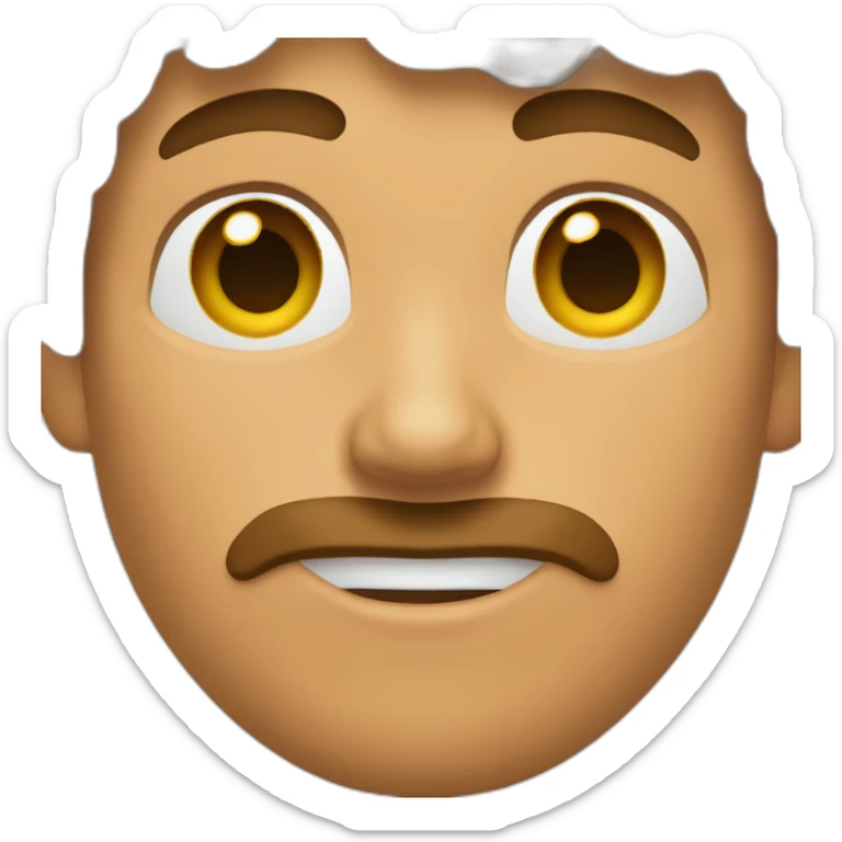 Tanned male, brown shaggy hair, goatee, pierced nose sticker