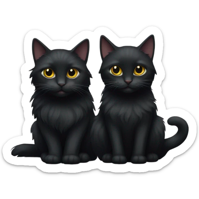 Long hair and short hair black cats sticker
