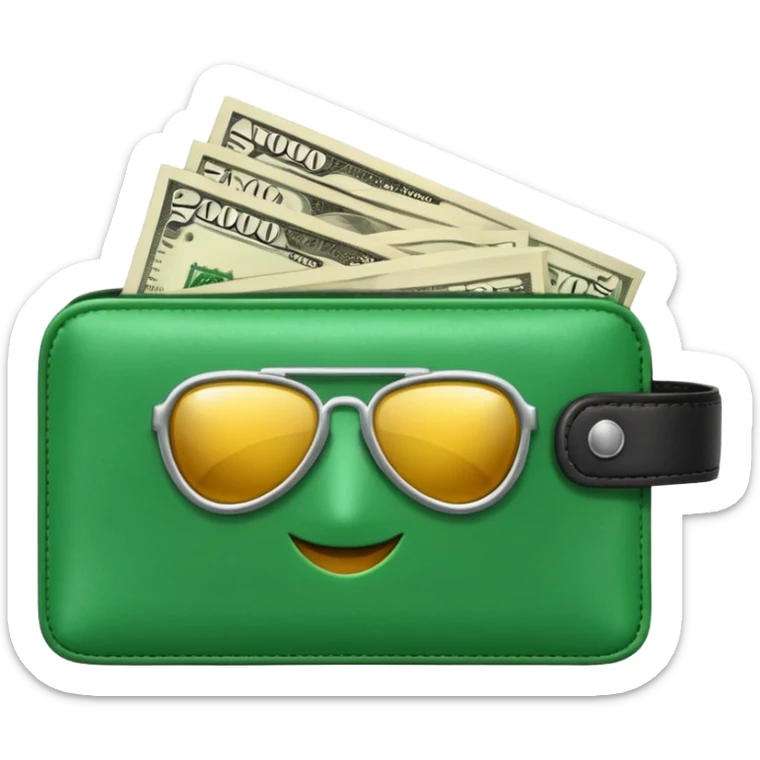 Aviator money emoji, wallet full of cash, casino vibe, premium 3D emoji style, clean, no background
 sticker