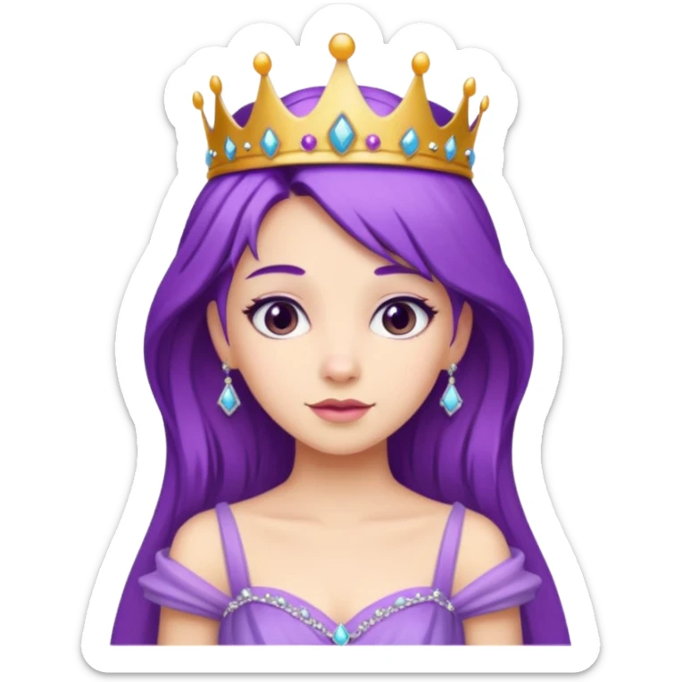 Princesses with Purple Hair in Gown with Tiara sticker