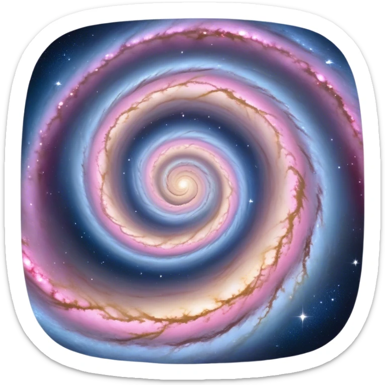  Cinematic Realistic Galaxy – A vast, sweeping view of a majestic spiral galaxy, with glowing arms of stars, dust, and gas stretching into infinity. Vibrant hues of pink, blue, and gold swirl together, capturing the grand scale and breathtaking beauty of the universe. sticker