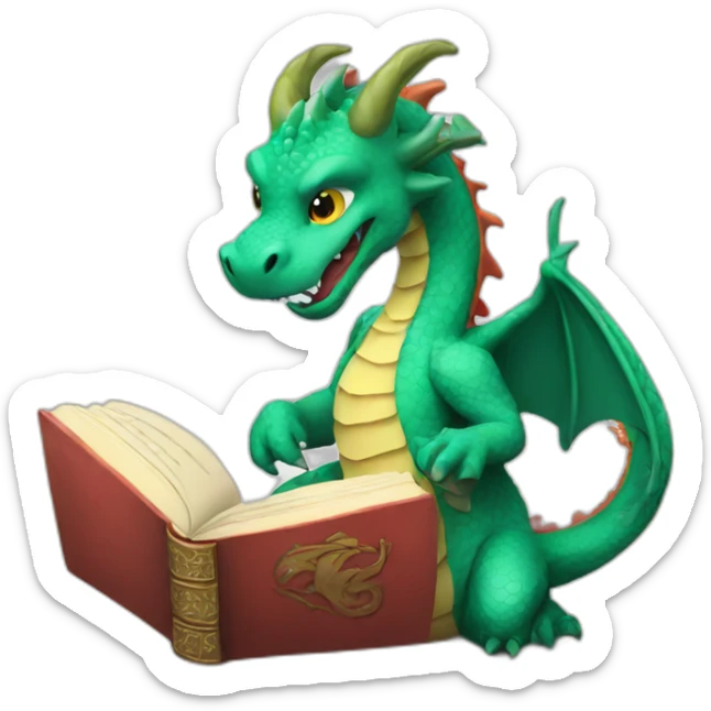 Dragon with a book sticker