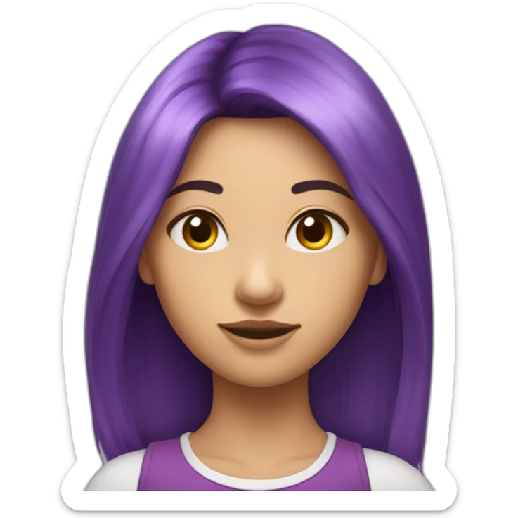 Fille au cheveux violets mi-long qui se tient debout droite en entier  sticker