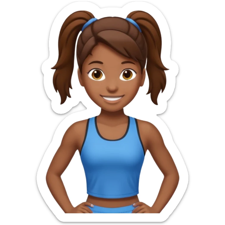Gym girl brown skin and brown hair  sticker