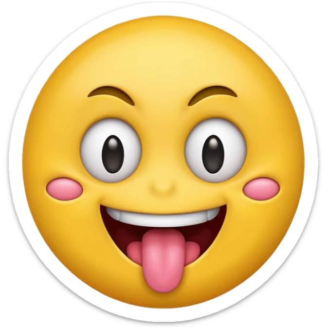 yellow emoji face with crazy eyes emerging from face and tongue sticking out wildly  sticker