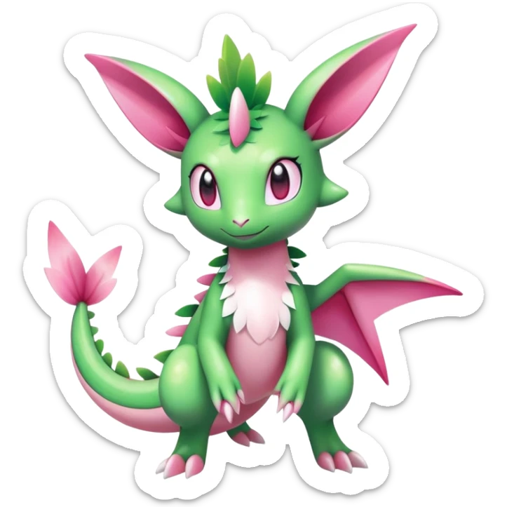 Shiny Exotic Cute Majestic Ethereal Sparkly Flygon-Sylveon-Shaymin-Meganium-Hybrid-Creature sticker