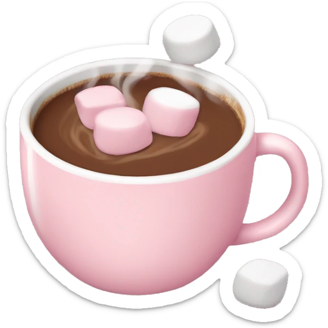 Light Pink mug of hot chocolate with marshmallows  sticker