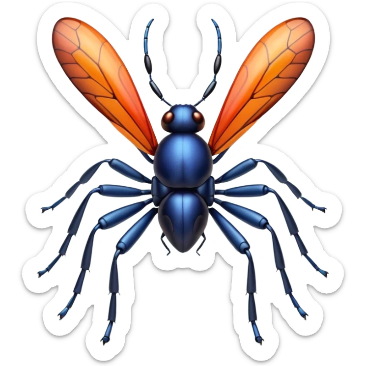 3D iPhone style emoji of a cute bug, colorful and detailed, six legs, shiny exoskeleton, isolated on white background, soft shadows, high detail, playful and cute. sticker