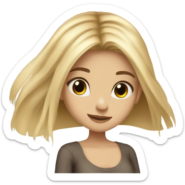 blonde straight hair, brown eyes girl, long hair sticker